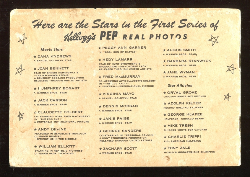 F273-19 Kellogg's Pep Photo Album for Holding Pep Cards