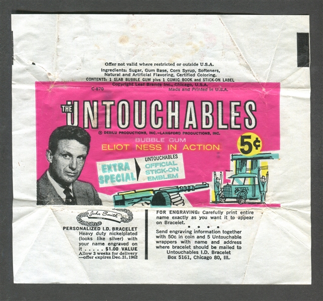 1962 Leaf Untouchables Wrapper Lot of (3)