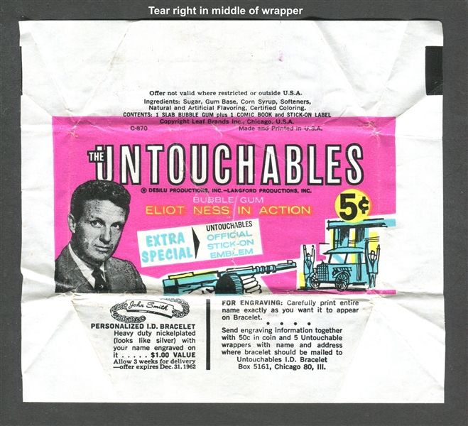 1962 Leaf Untouchables Wrapper Lot of (3)