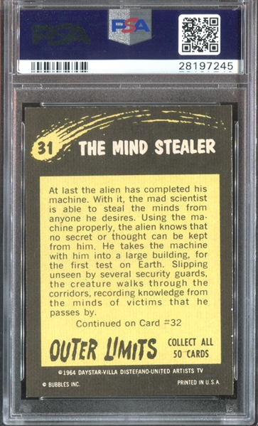 1964 Topps Outer Limits #31 The Mind Stealer PSA7 NM