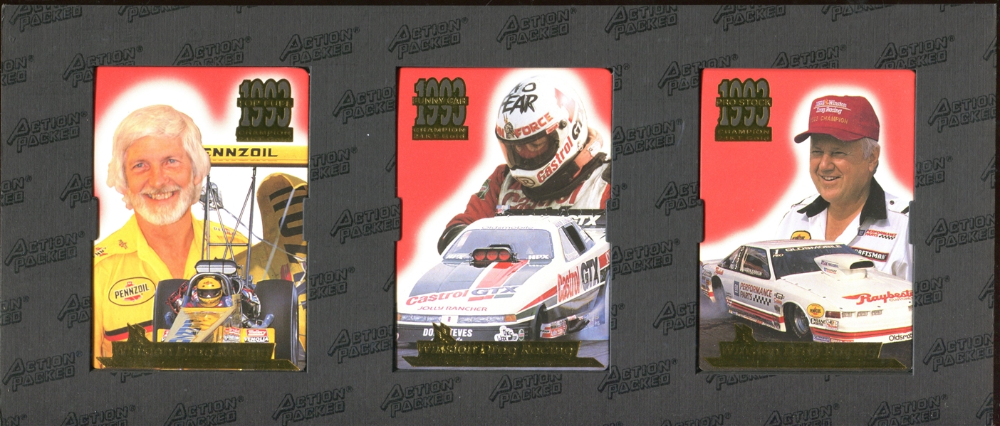 1994 Action Packed Winston Drag Racing 24K Gold Card Set of (3) Cards