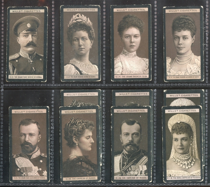 1908 Wills Portraits of European Royalty Russian Subjects Lot of (11) with (2) Each Nicholas and Alexandria