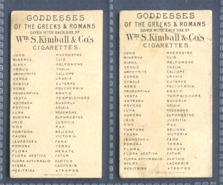 N188 W.S. Kimball Goddesses of the Greeks and Romans Lot of (2) Cards