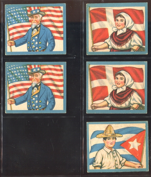 R52 Baltimore Chewing Gum Flag Gum Lot of (5) Cards with (2) United States