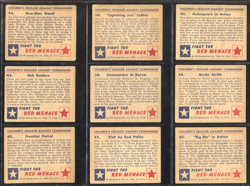 1951 Bowman Red Menace Lot of (12) Cards with Mao