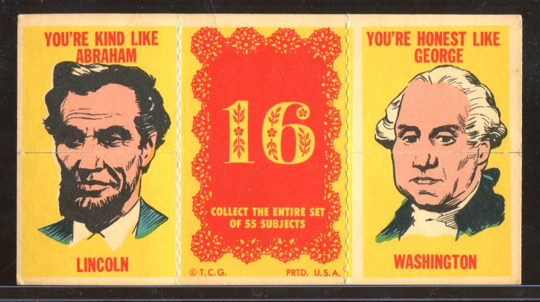 1975 Topps Valentine Foldee #16 Lincoln/Washington/FDR