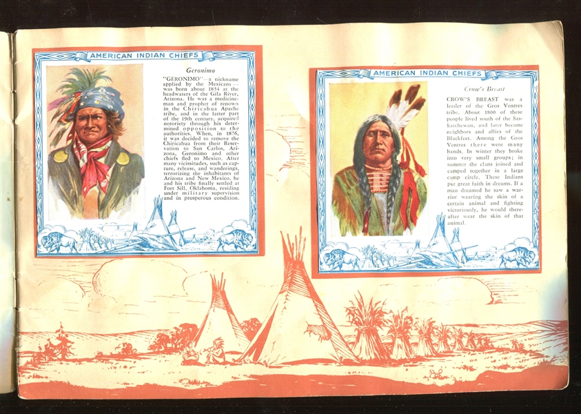 D6 Krug's Baker American Indian Chiefs Complete Set of (50) Cards in Original Album