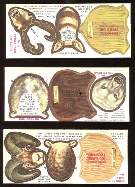 F279-2 Quaker Oats Big Game Trophies Complete Set of (9) Cards