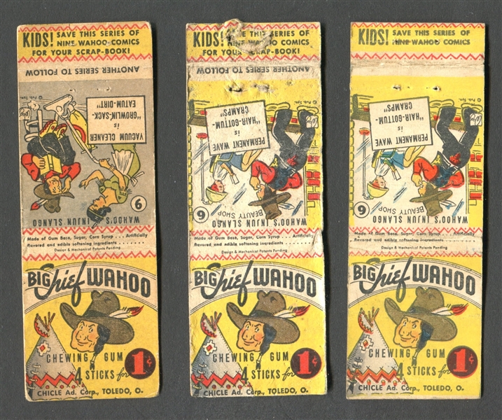 R22 Big Chief Wahoo Matchbook Cover Lot of (3) Cards